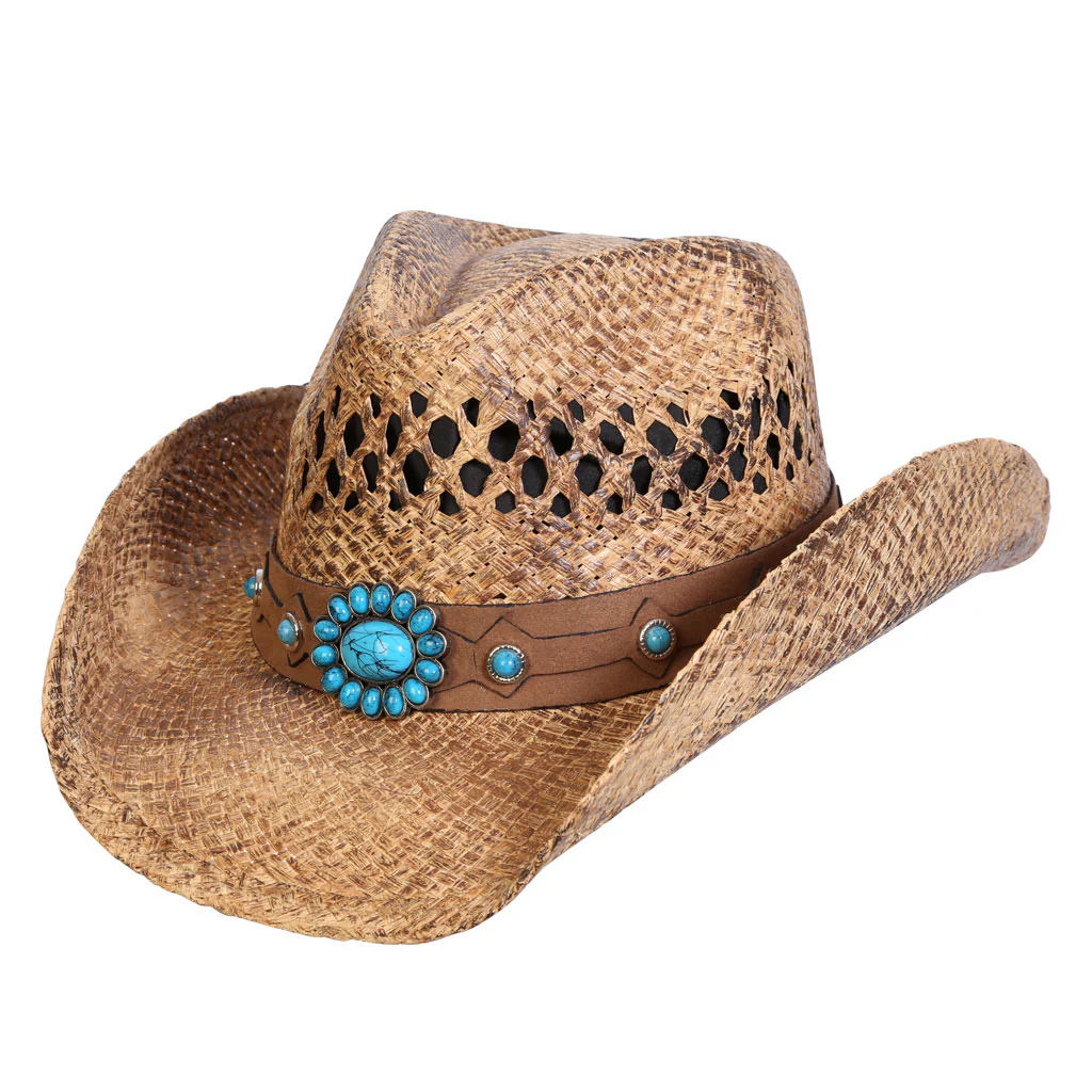 Conner Hats Women's Uluru Turquoise Concho Straw Cowboy Hat