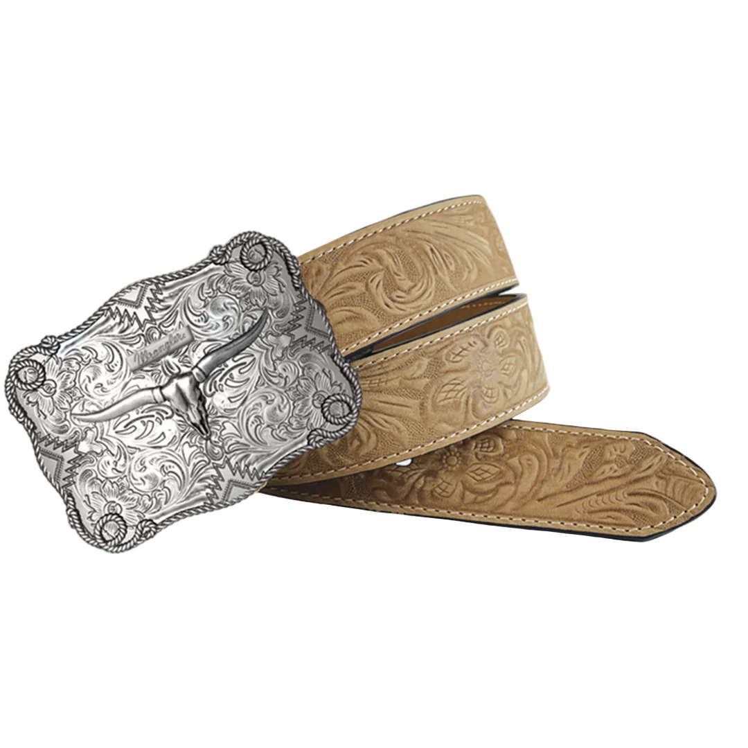 Wrangler Men's Floral Embossed Leather Belt