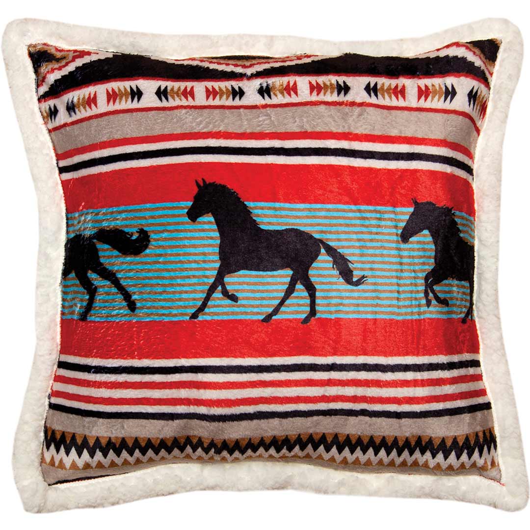 Wrangler Black Stallion Plush Throw Pillow