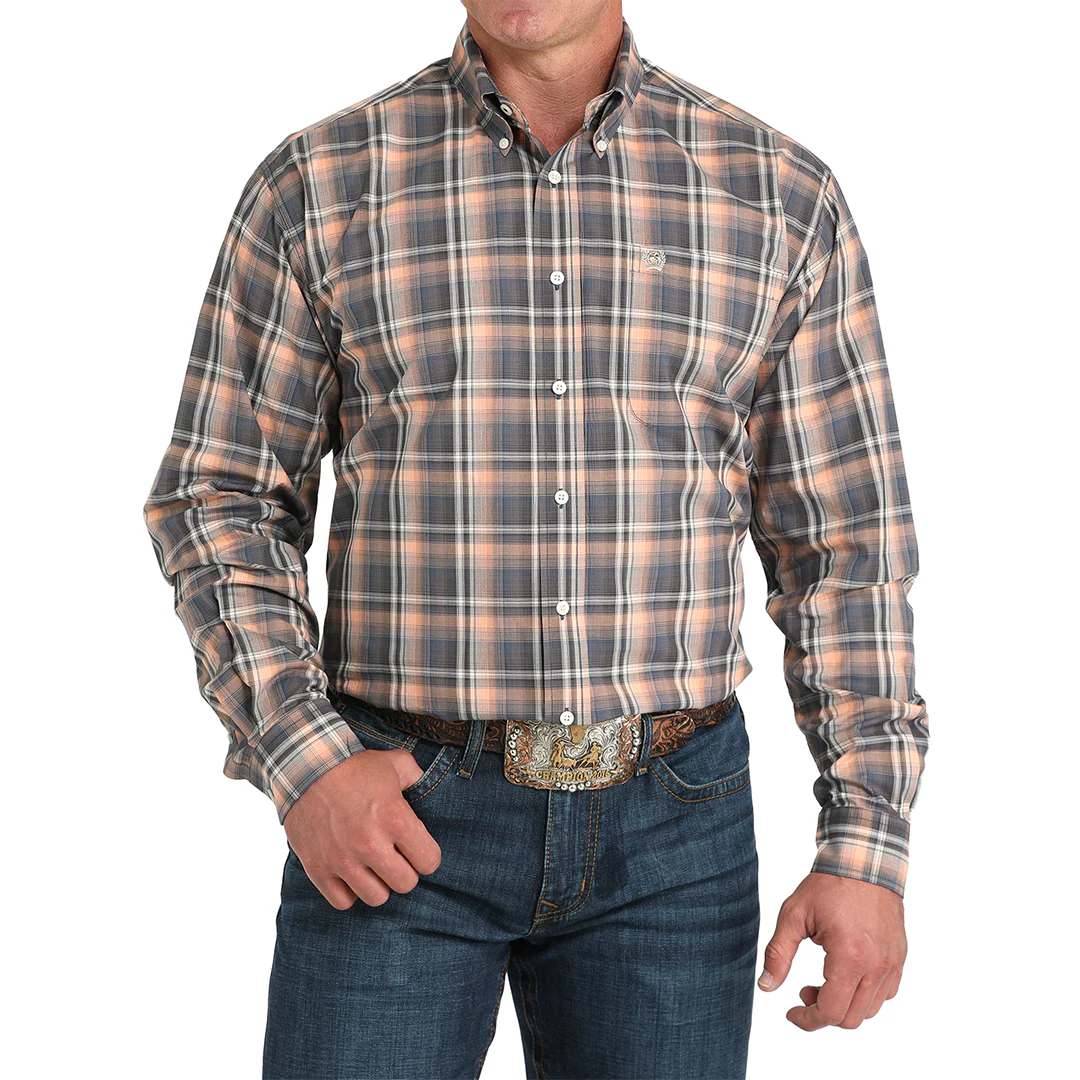 Cinch Men's Plaid Print Button-Down Shirt