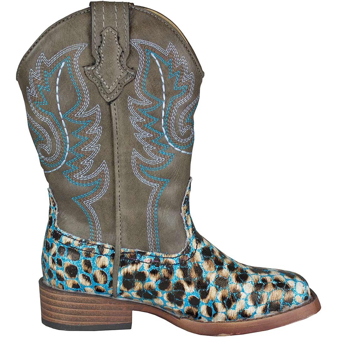 Roper Girls' Glitter Leopard Square Toe Cowgirl Boots