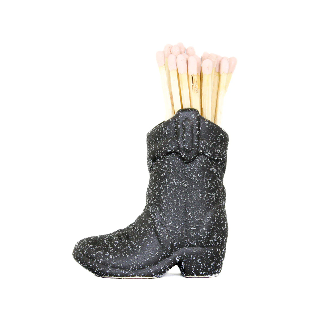 Ceramic Cowboy Boot Matchstick Holder
