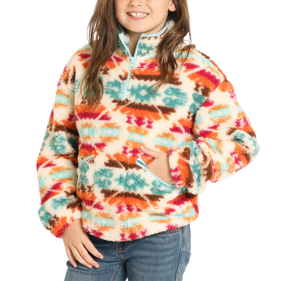 Rock & Roll Denim Girl's Aztec Print Sherpa Pullover
