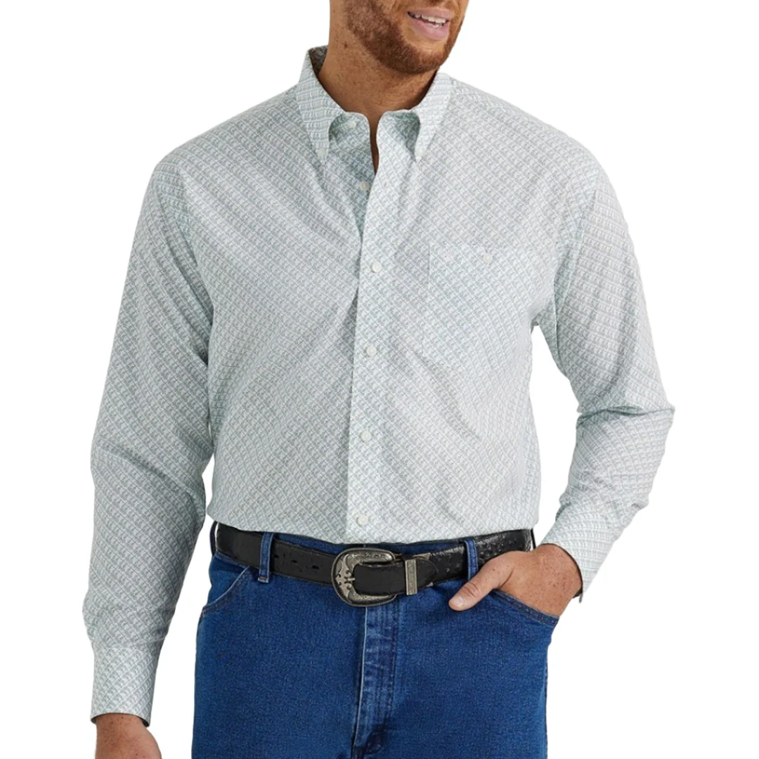 Wrangler Men's Classic Button-Down Diamond Print Shirt