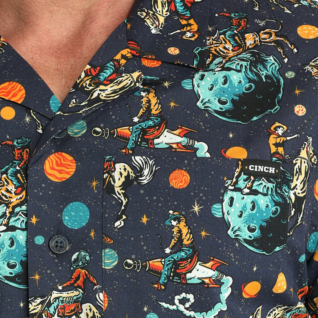 Cinch Men's Space Cowboy Camp Short Sleeve Button Shirt