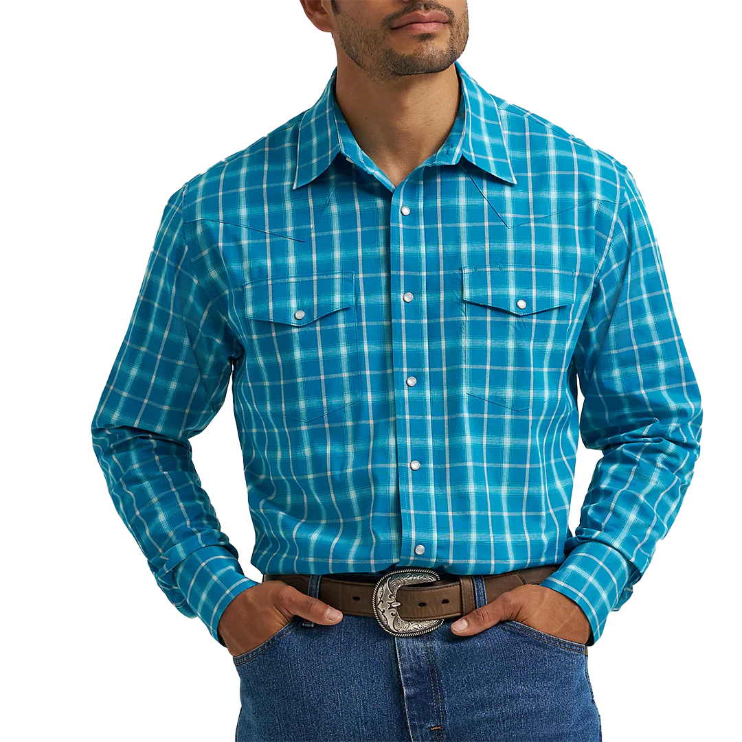 Wrangler Men's Wrinkle Resist Long Sleeve Western Snap Plaid Shirt