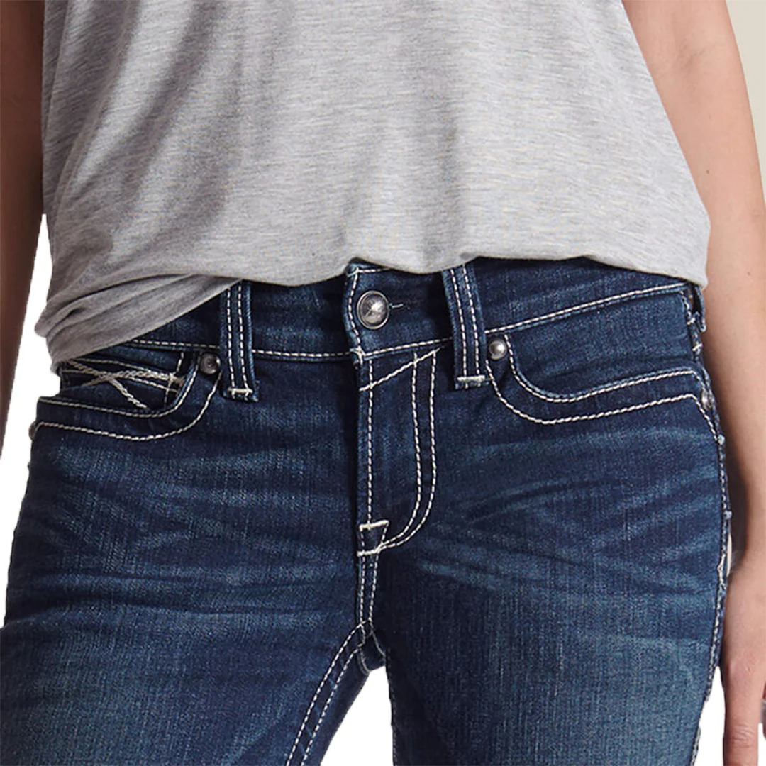 Ariat Women's R.E.A.L. Mid Rise Stretch Icon Stackable Straight Leg Jeans