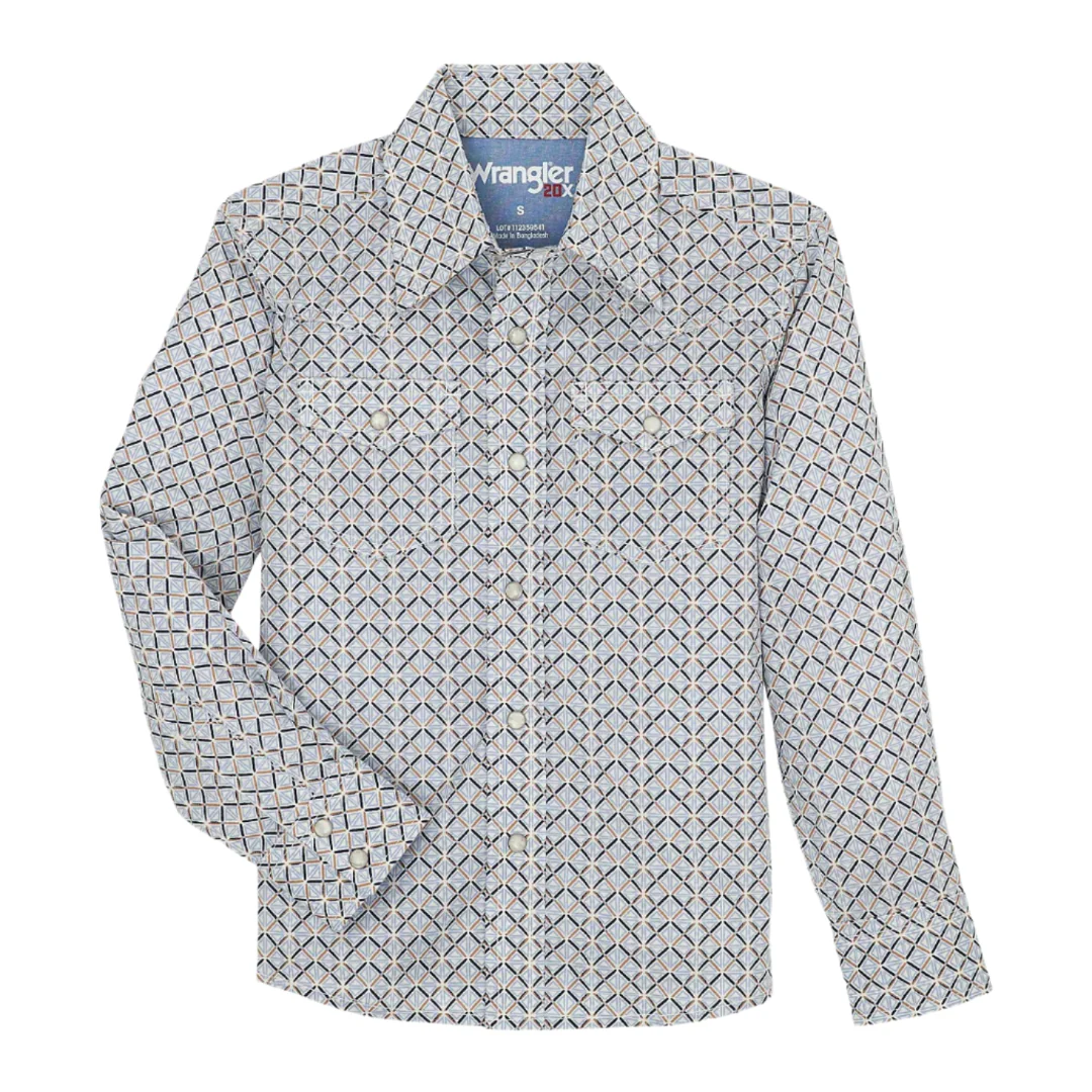 Wrangler Boys' 20X Advanced Comfort Western Long Sleeve Snap Shirt