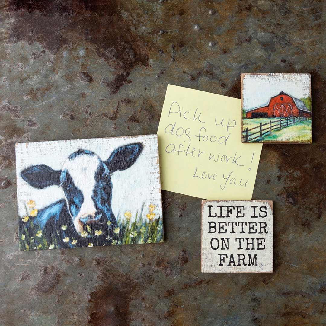 Primitives By Kathy Life Is Better On The Farm Magnet Set