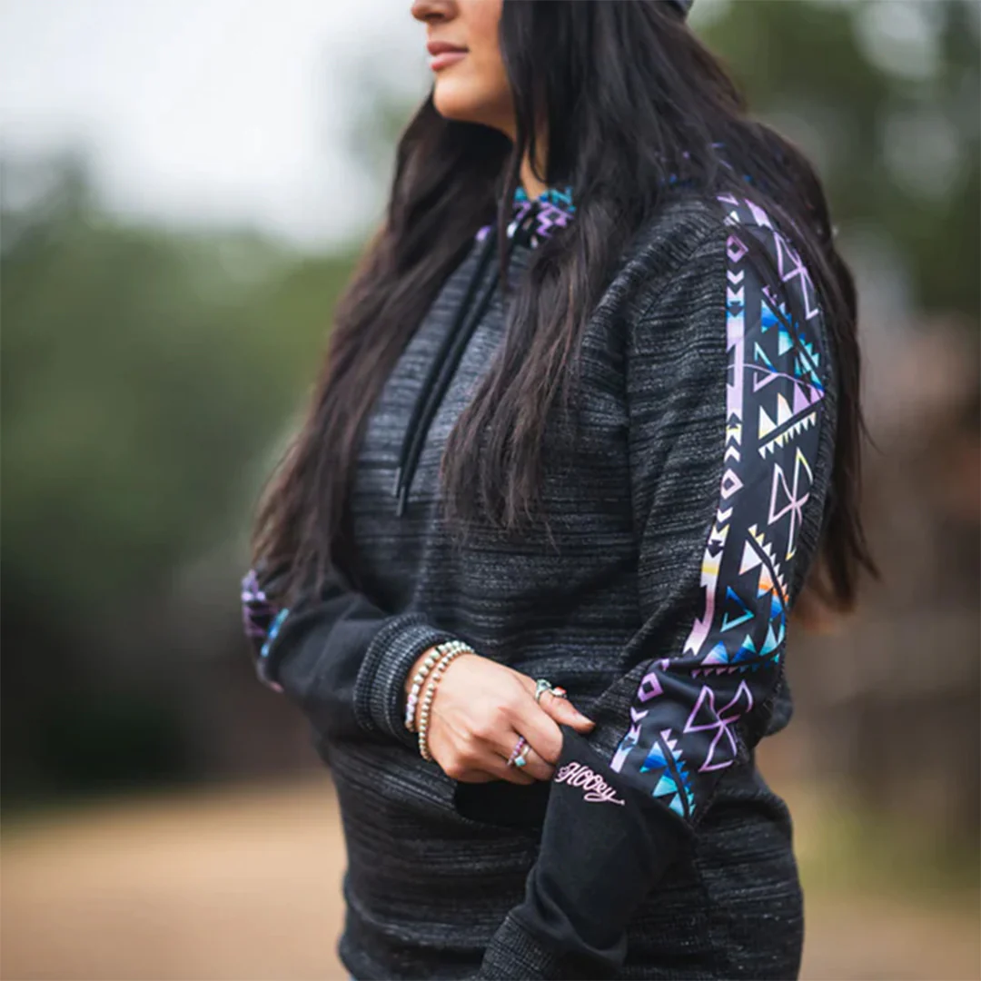 Hooey Brands Women's Canyon Black w/Aztec Pattern Hoodie
