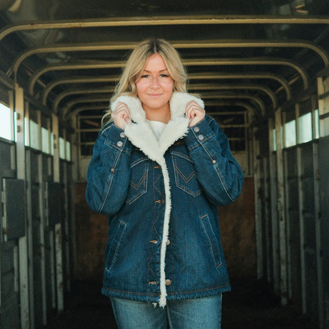 Wrangler Women's Western Sherpa Lined Denim Wrange Coat