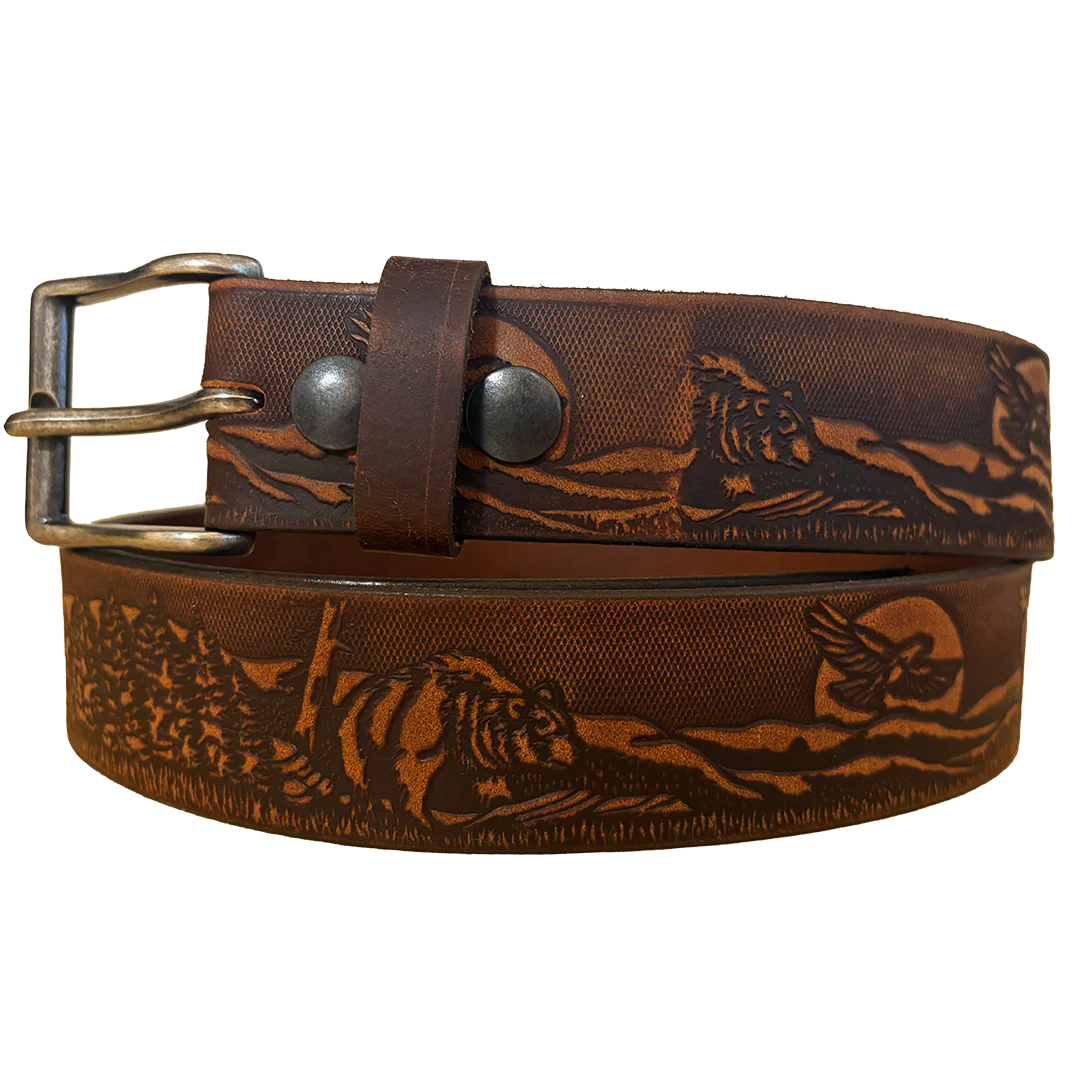 Cowboy Collection Men's Wildlife Leather Belt