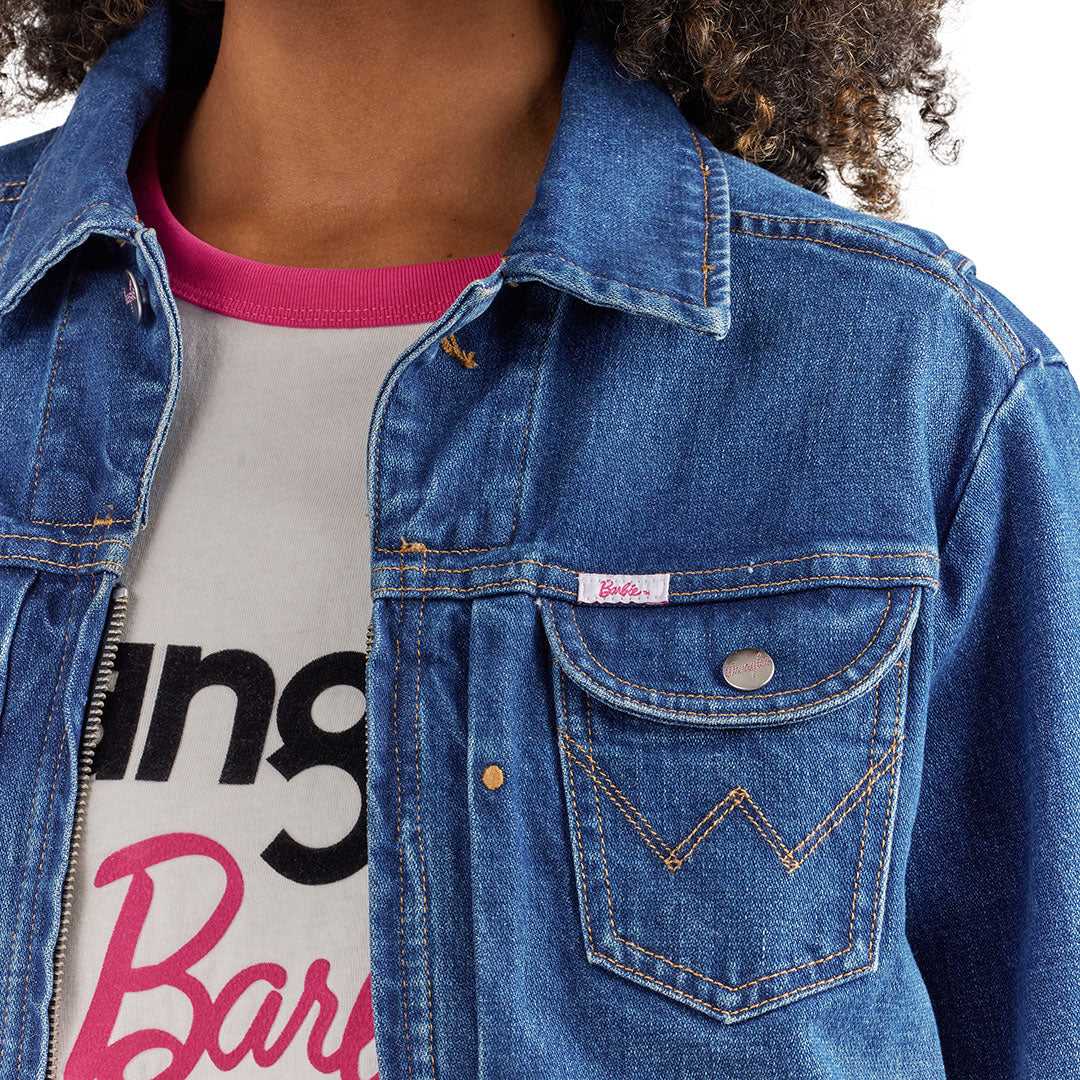 Wrangler X Barbie Womens Zip Front Denim Jacket