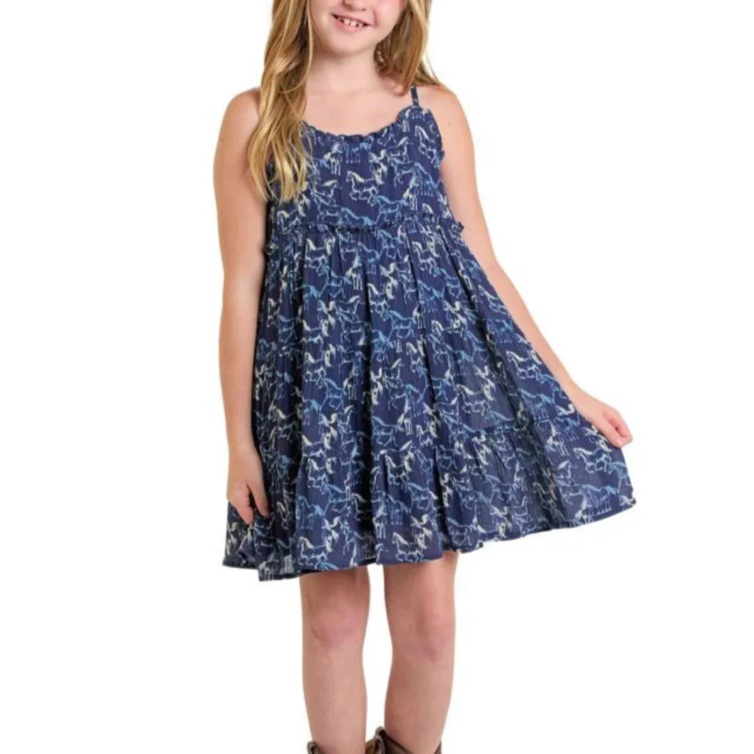 Rock & Roll Denim Girls' Horse Print Dress