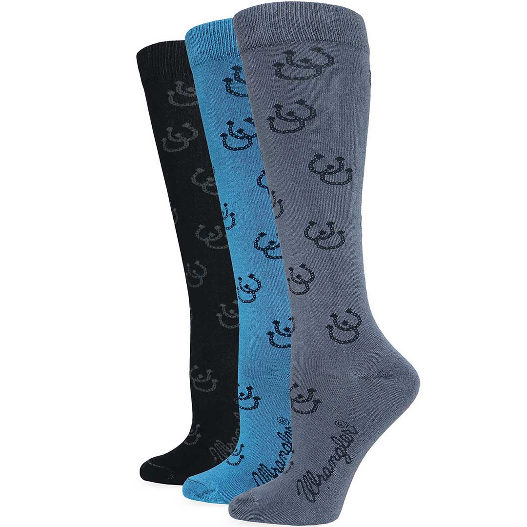 Wrangler Women's 3 Pack Horseshoe Print Knee High Socks