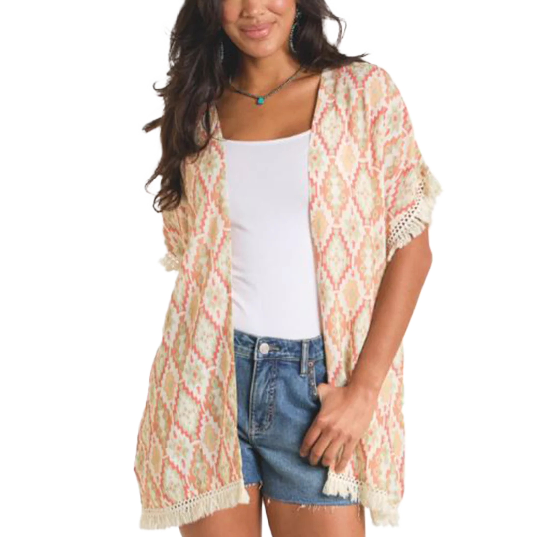 Rock & Roll Cowgirl Women's Aztec Print Kimono