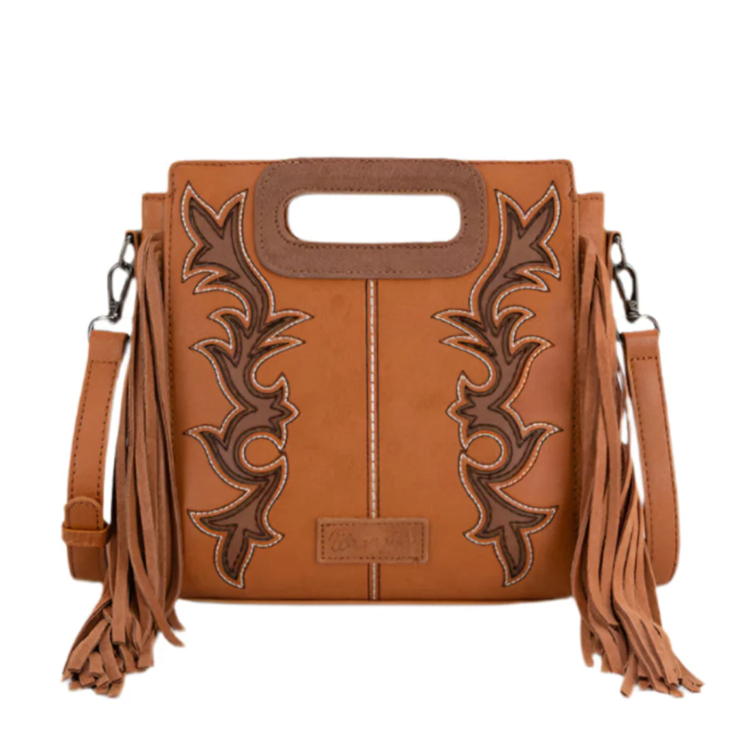 Wrangler Top Handle Embroidered Fringe Tote Bag
