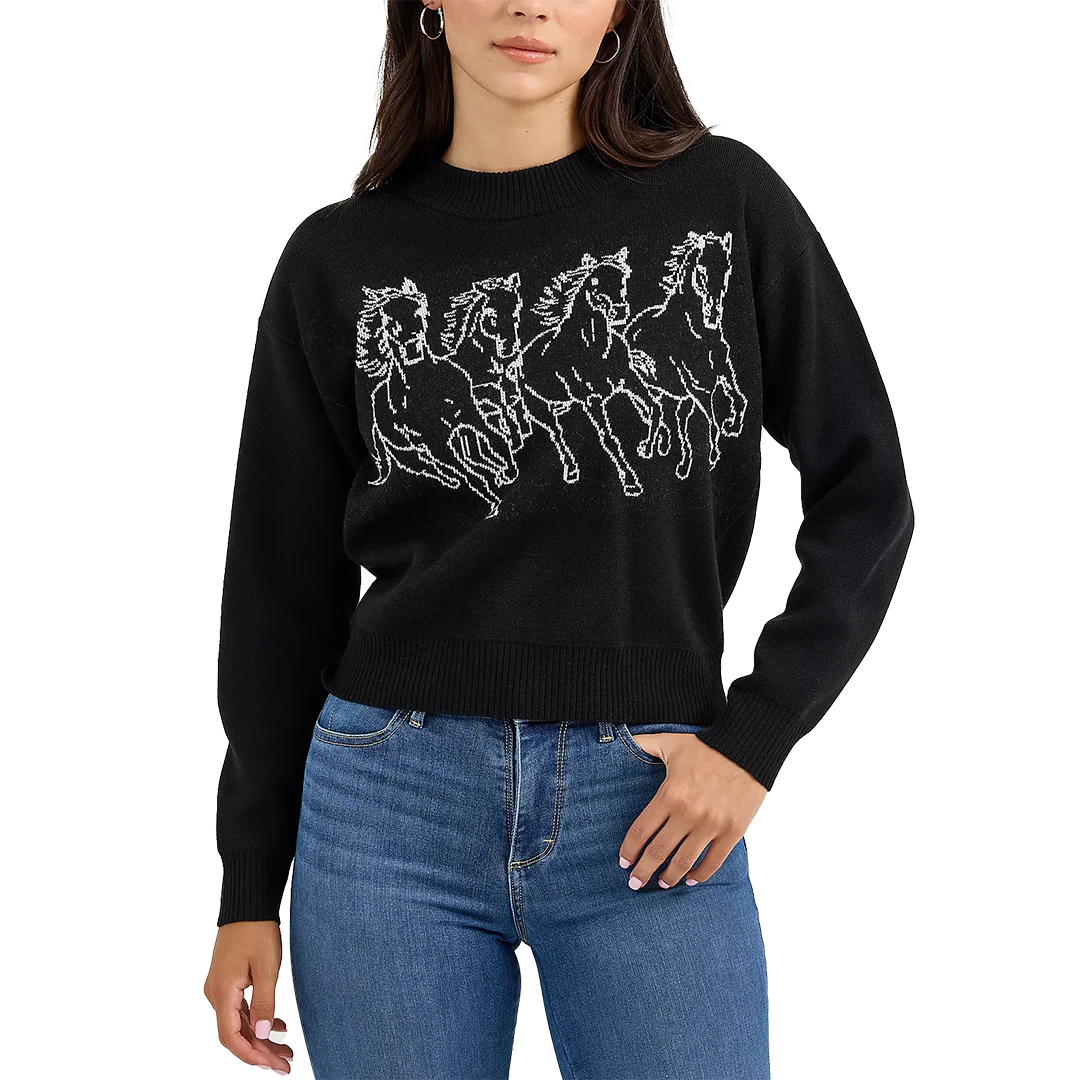 Wrangler Women's Horse Intarsia Crew Neck Sweater