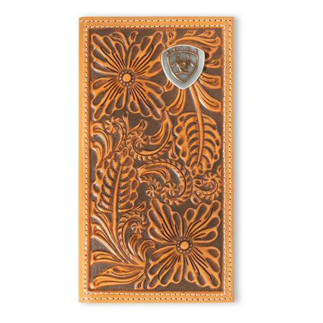 Ariat Men's Rodeo Floral Embossed Logo Western Wallet