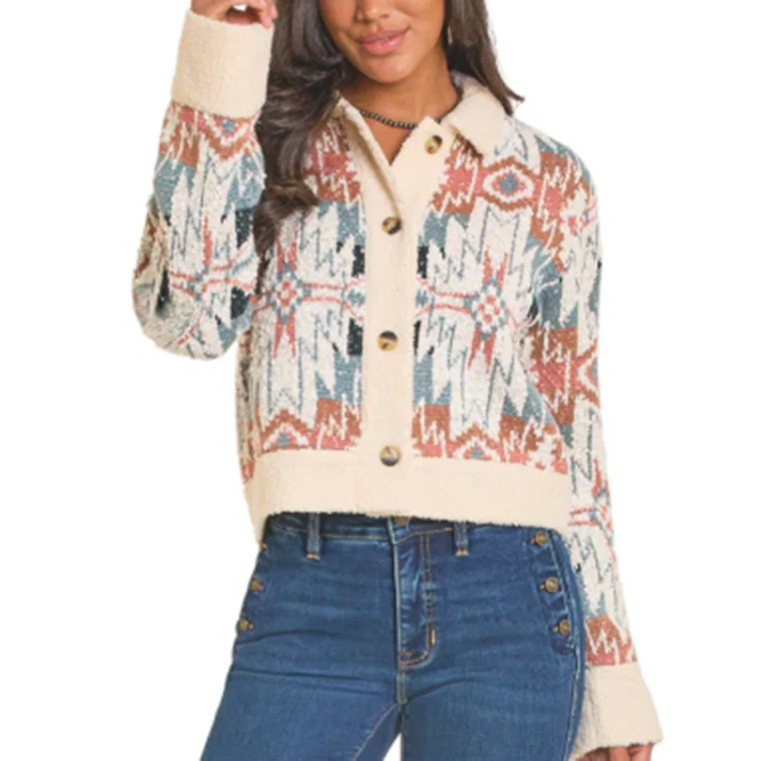 Rock & Roll Denim Women's Aztec Sherpa Jacket