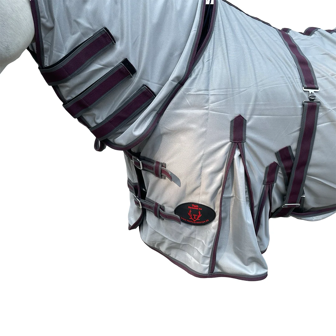 Tech Equestrian Grey Fly Sheet with Attached Hood