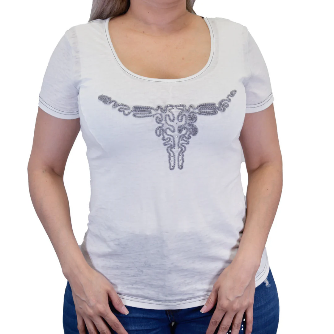 Cowgirl Hardware Women's Skull Scoop T-Shirt