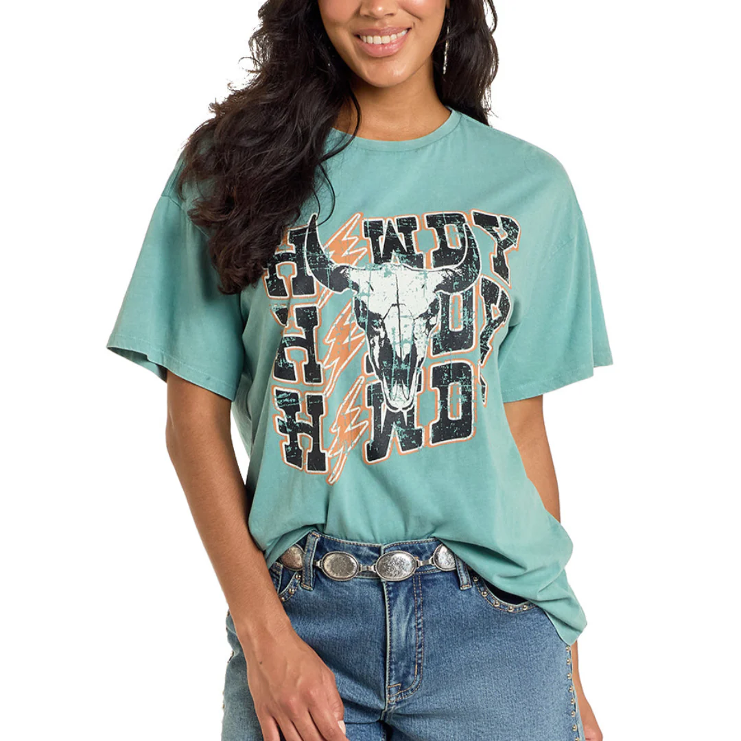 Rock & Roll Denim Women's Howdy Graphic Oversized T-Shirt