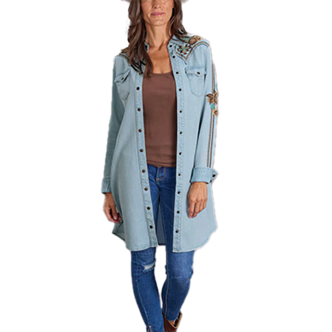 Stetson Women's Embroidered Denim Shirt Dress