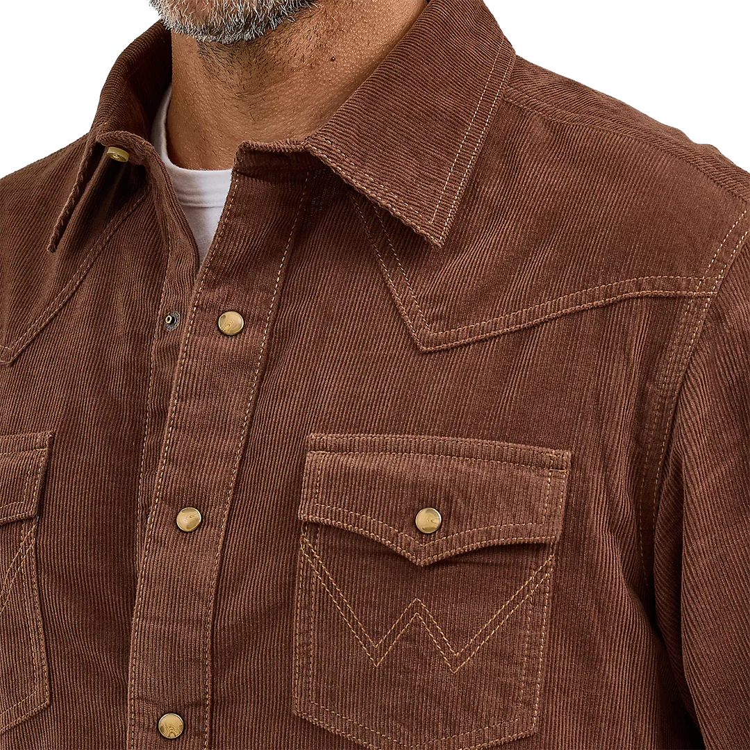 Wrangler Men's  Retro Premium Western Snap Corduroy Long Sleeve Snap Shirt