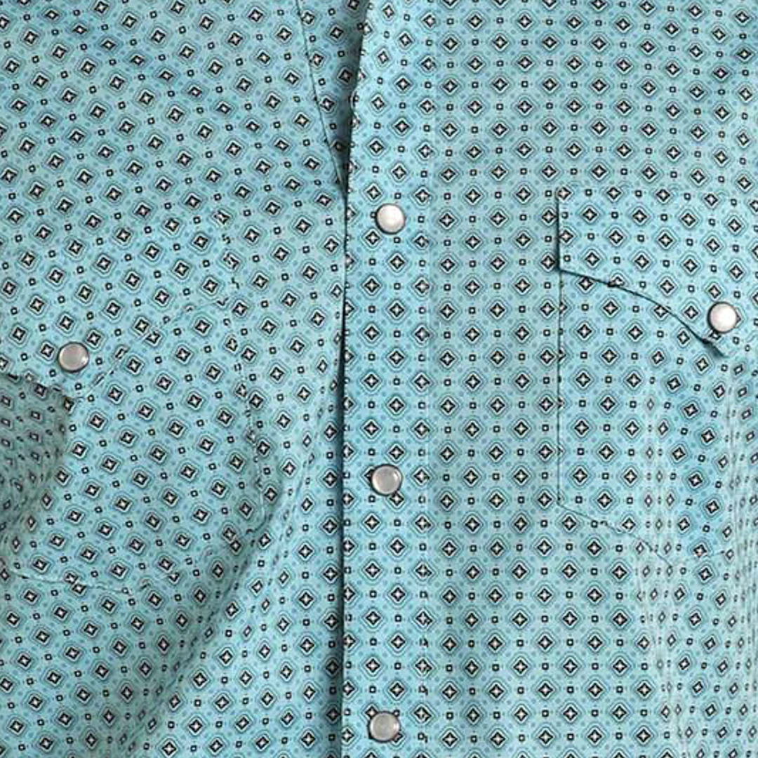 Rock & Roll Cowboy Men's Geo Print Snap Shirt In Blue