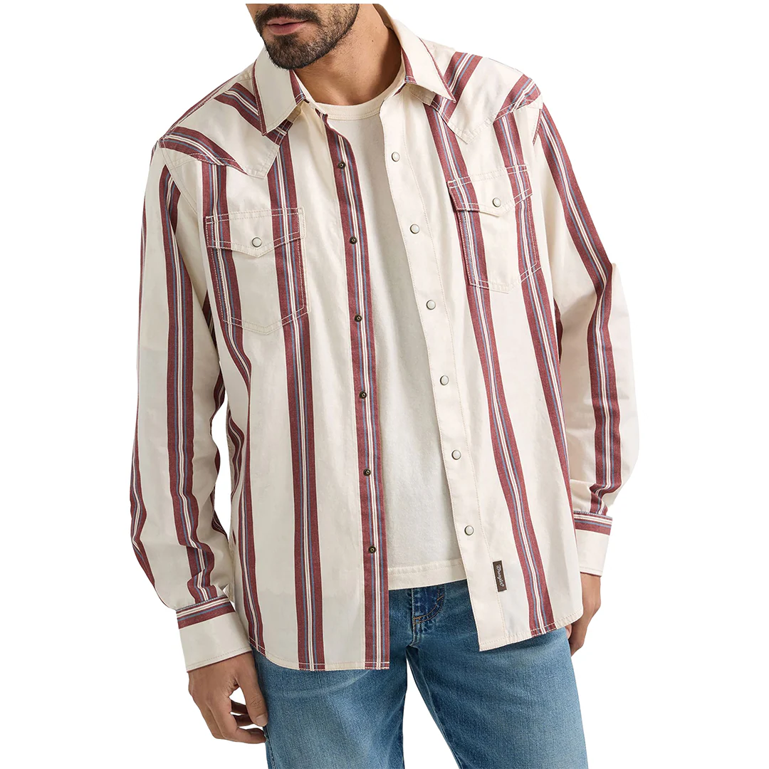 Wrangler Men's Retro Premium Strip Long Sleeve Snap Shirt