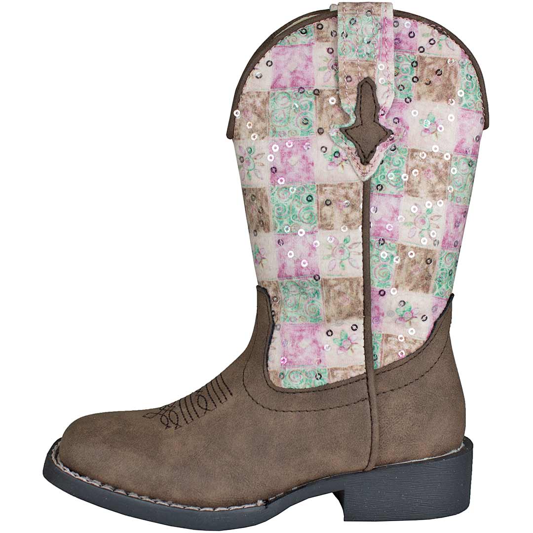 Roper Girls' Floral Shine Square Toe Cowgirl Boots