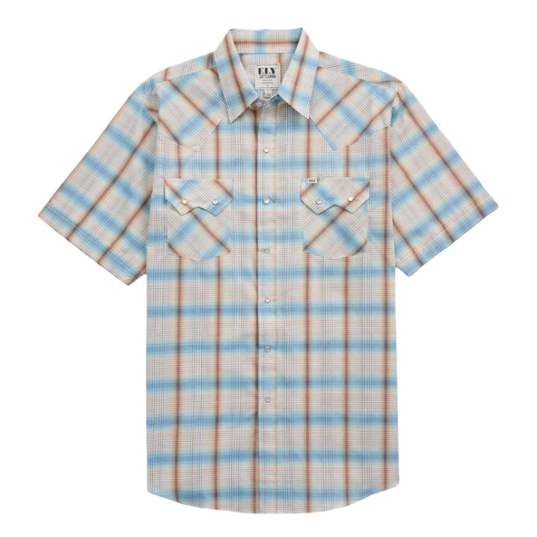 Ely Cattleman Men's Plaid Short Sleeve Snap Shirt