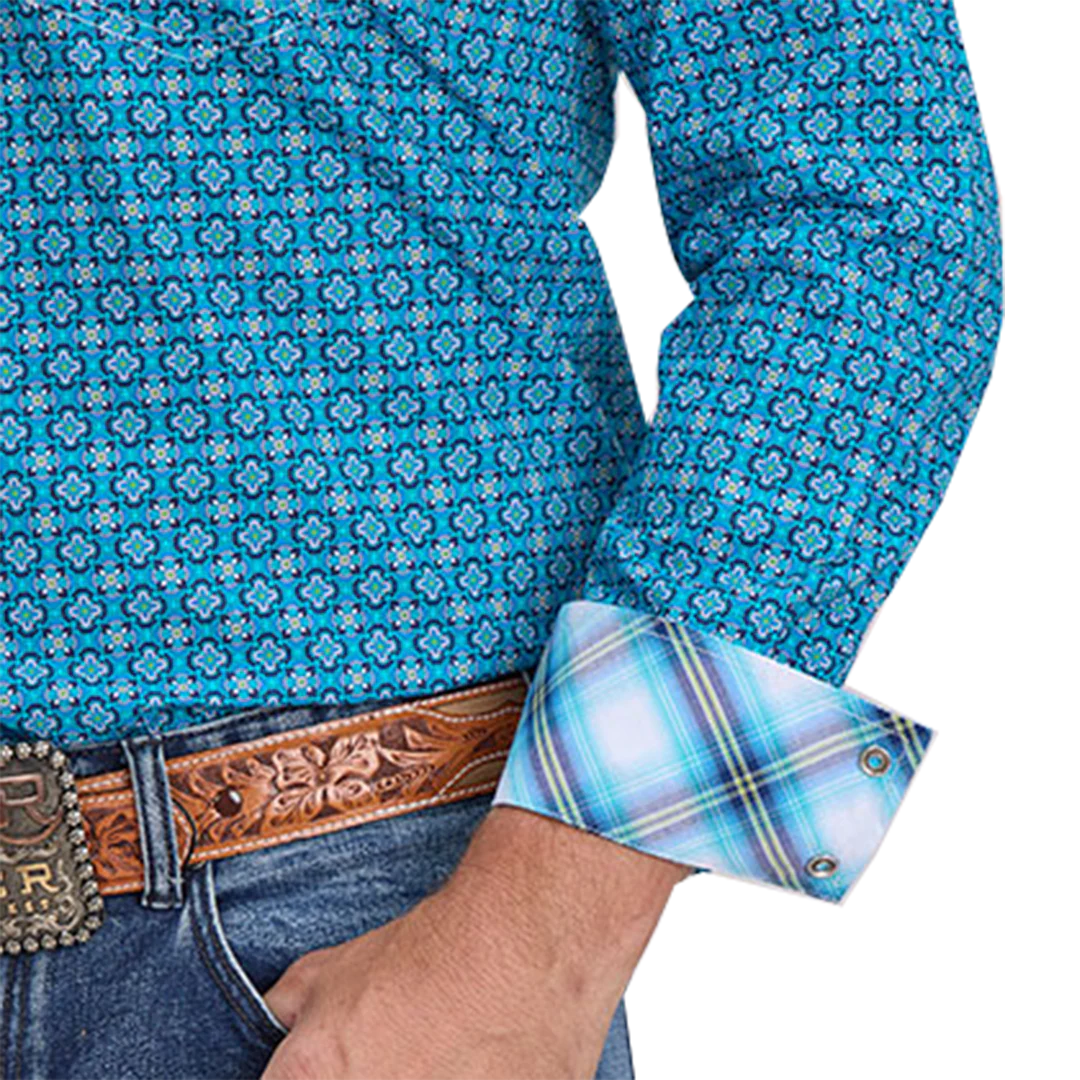 Roper Men's Amarillo Collection Geometric Print Long Sleeve Snap Shirt