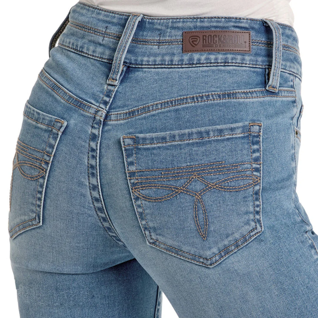 Rock & Roll Denim Women's High Rise Double Waistband Trousers Jeans