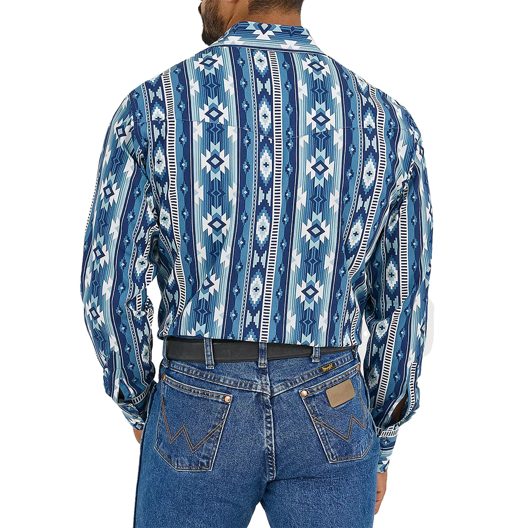 Wrangler Men's Checotah Aztec Print Long Sleeve Snap Shirt