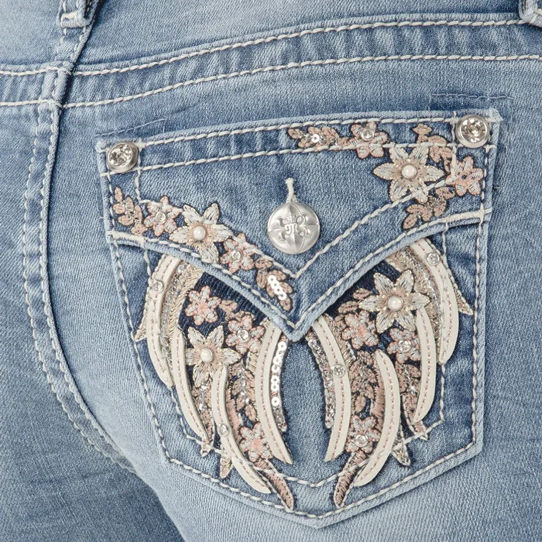 Miss Me Women's Flower Embroidery Bootcut Jeans