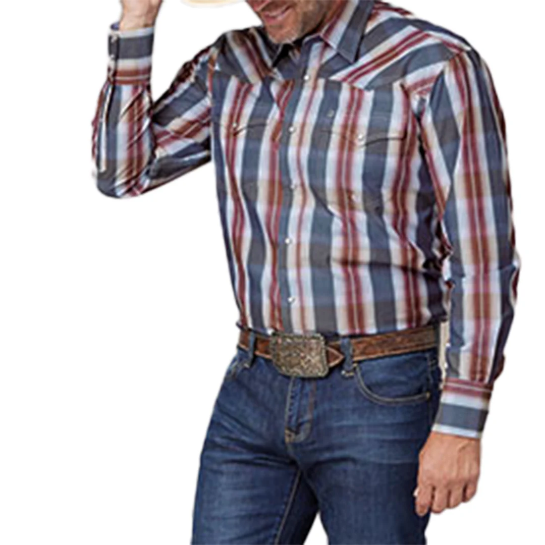 Roper Men's Amarillo Stars And Stripes Long Sleeve Snap Shirt