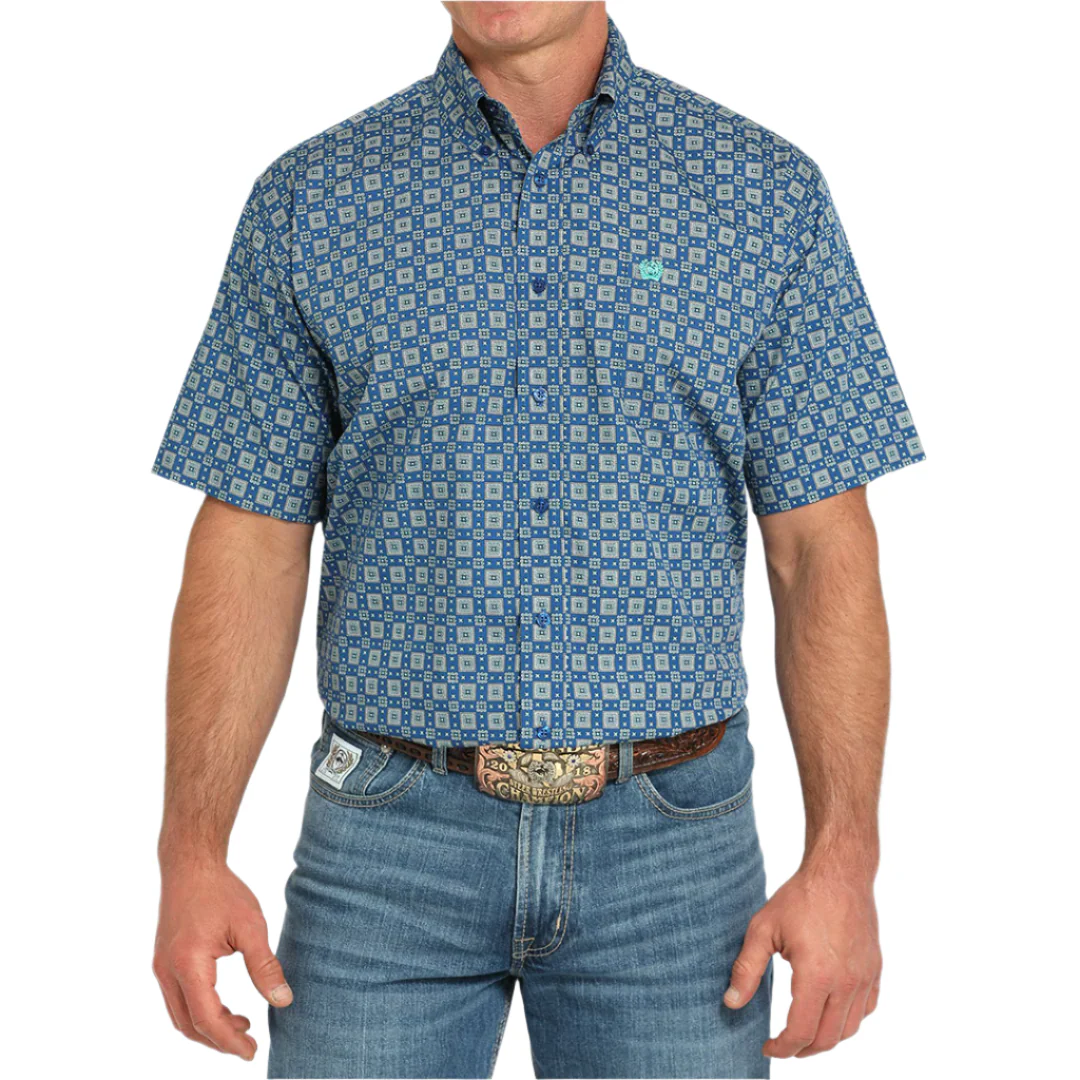 Cinch Men's Medallion Print Short Sleeve Button Shirt