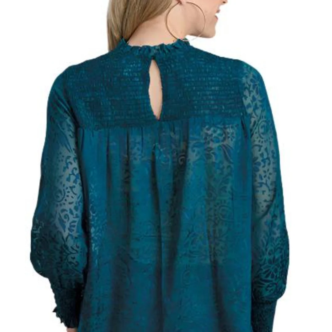 Roper Women's Ruffle Stand Collar Blouse