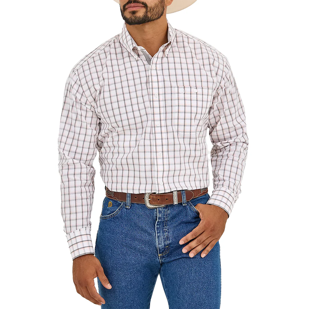 Wrangler Men's George Strait Plaid Long Sleeve Button Shirt