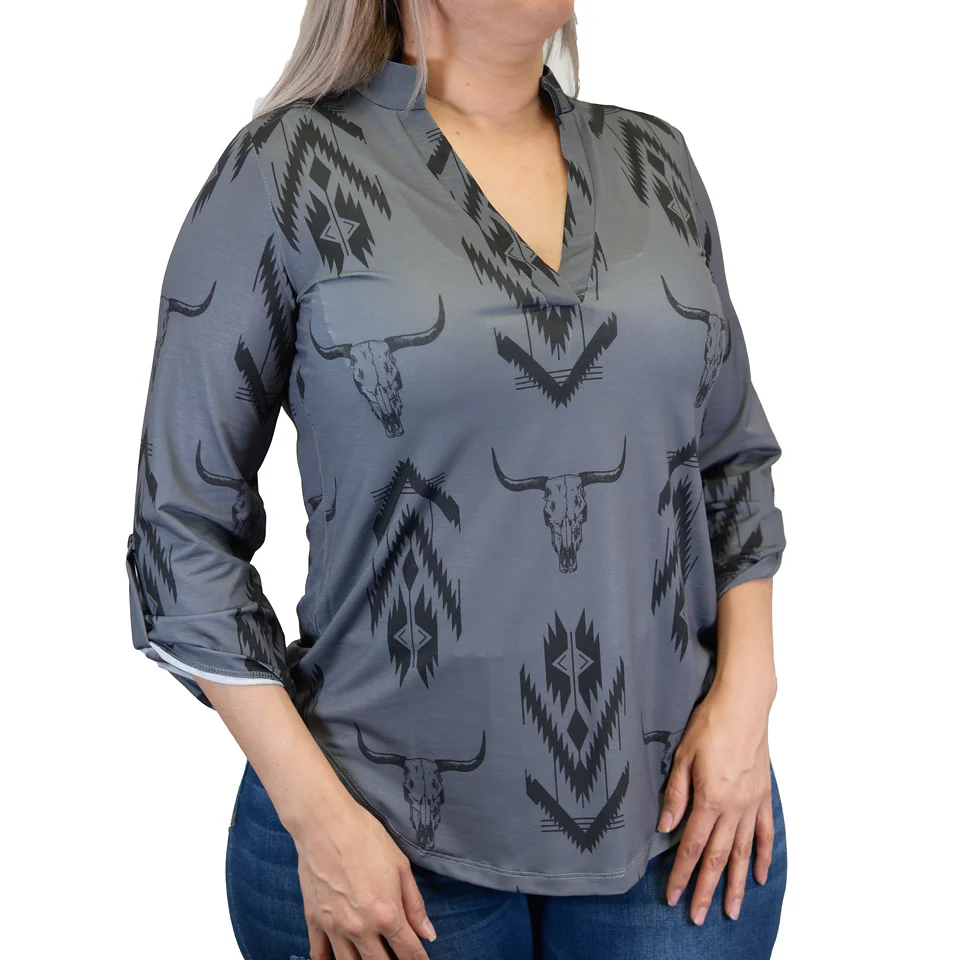Cowgirl Hardware Women's Aztec Skull Blouse
