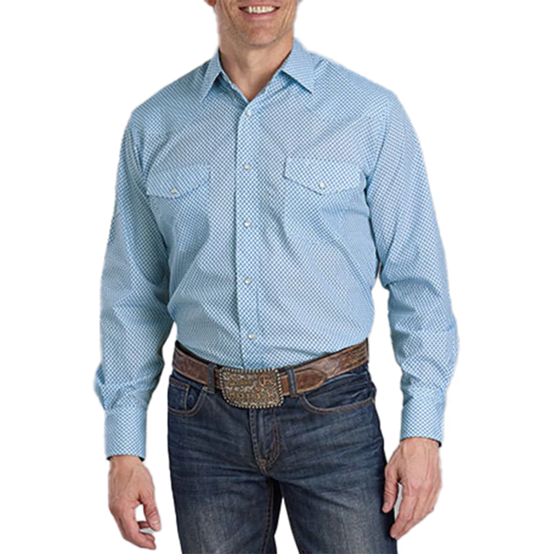 Roper Men's Tonal Geometric Long Sleeve Snap Shirt