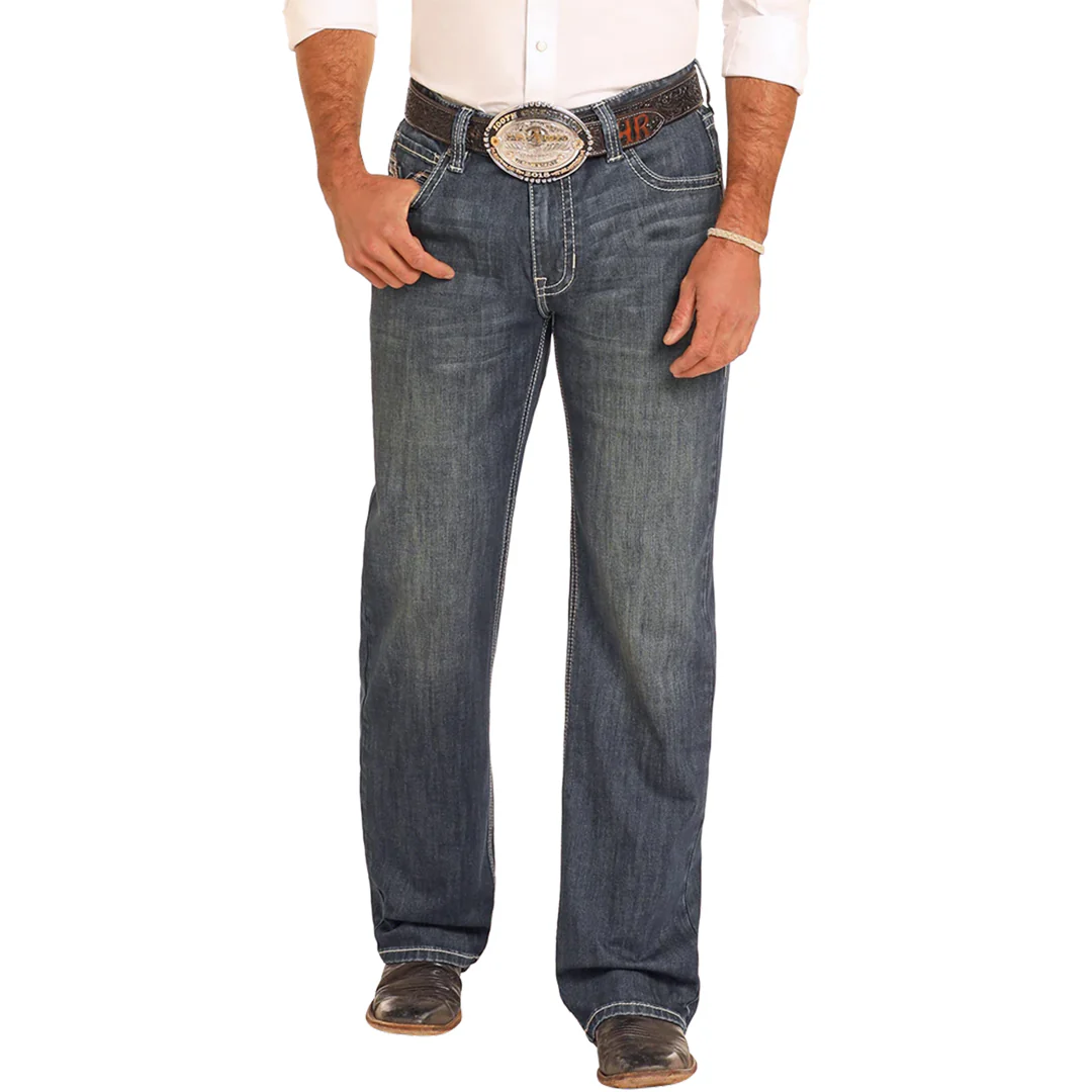 Rock & Roll Denim Men's Relaxed Fit Raised V Straight Leg Jeans