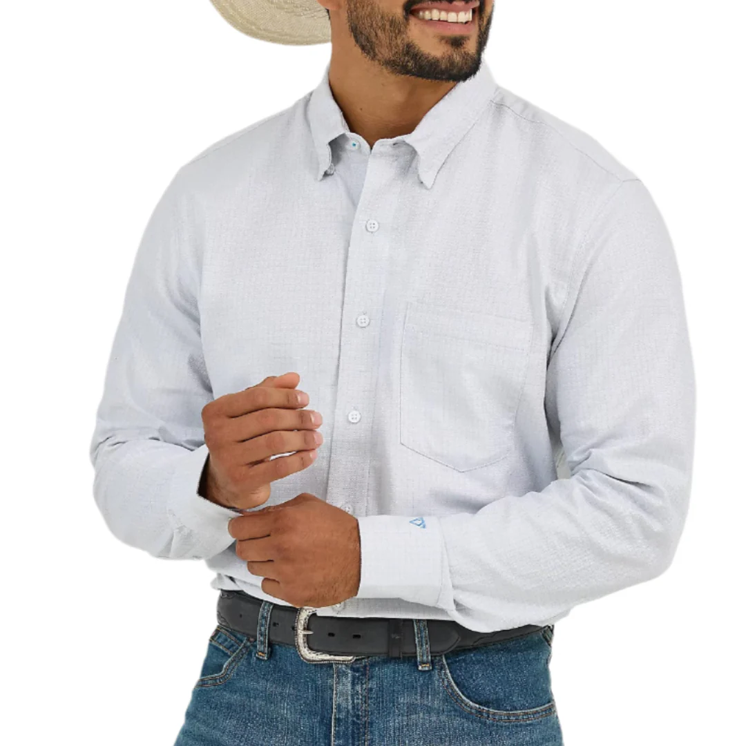Wrangler Men's Cody Johnson Micro Check Long Sleeve Button Down Shirt