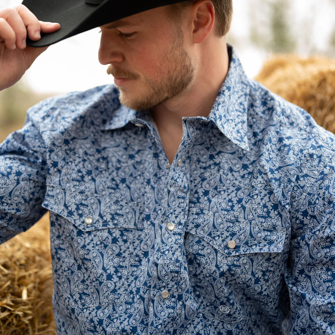 Roper Men's Amarillo Collection Allover Print Long Sleeve Snap Shirt