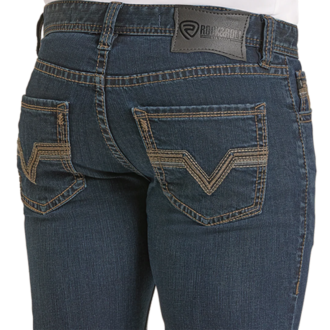 Rock & Roll Denim Men's Embroidery Skinny Straight Jeans