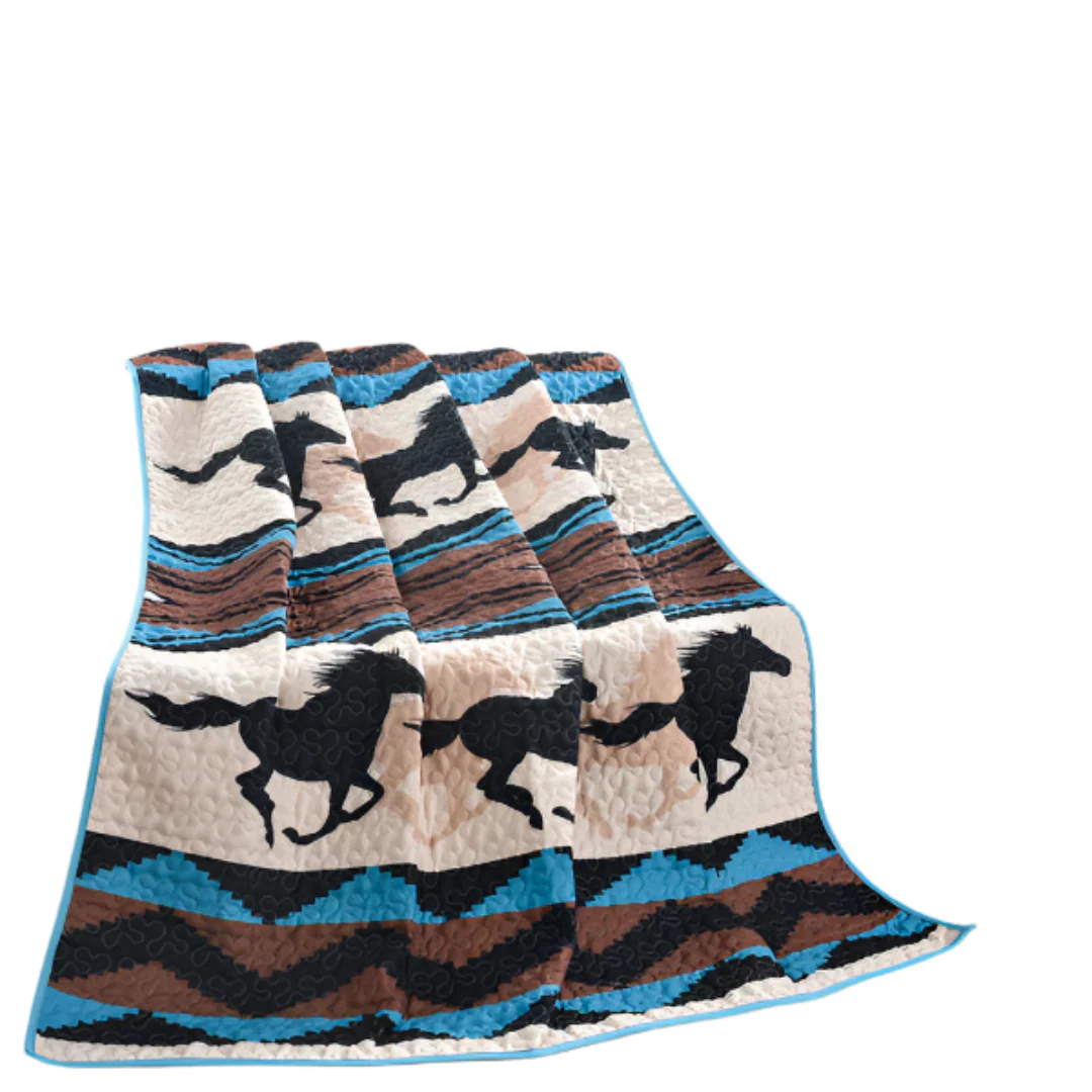 De Leon Southwest Wild Horse Decorative Throw Quilt Blanket