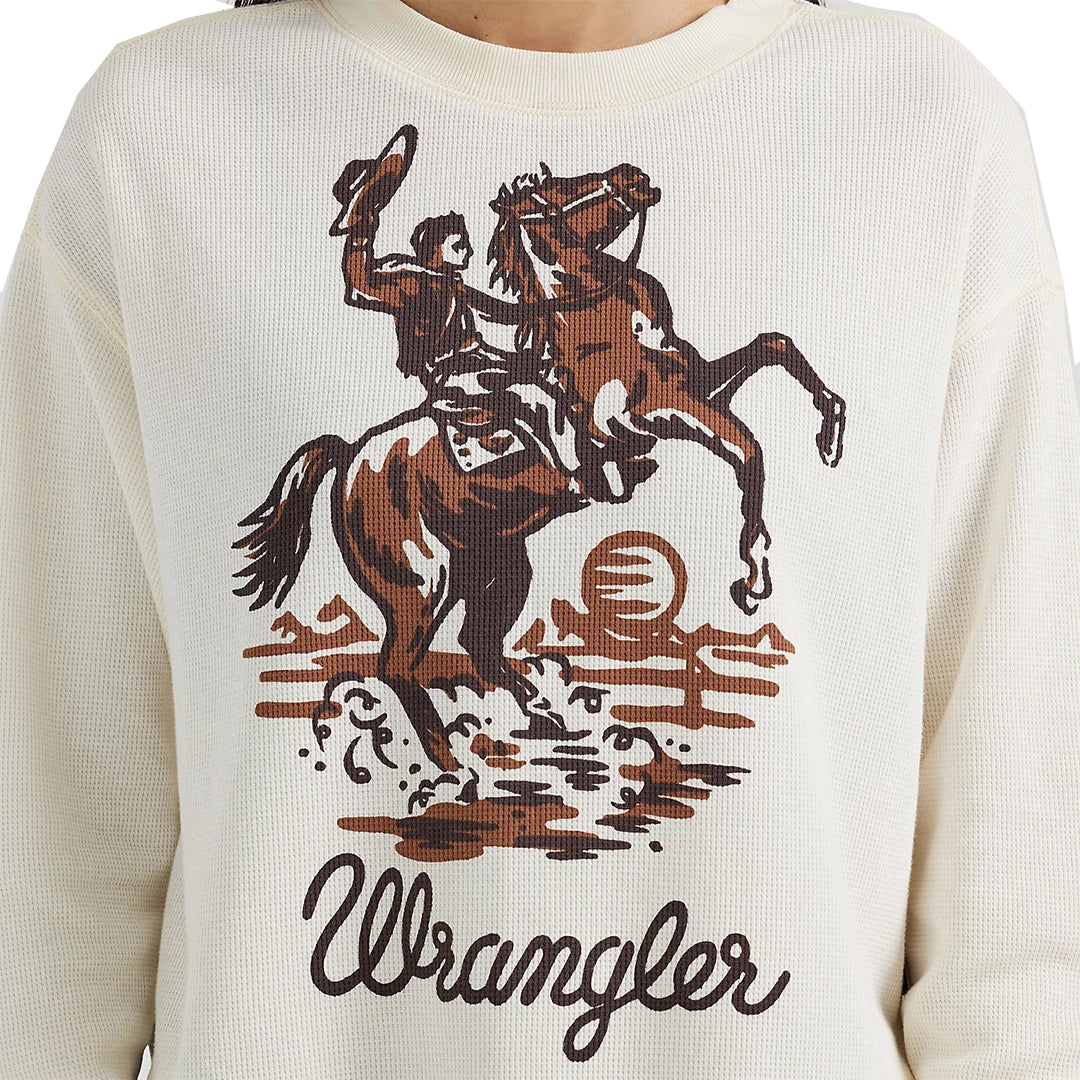 Wrangler Women's Bucking Cowboy Waffle Thermal Shirt