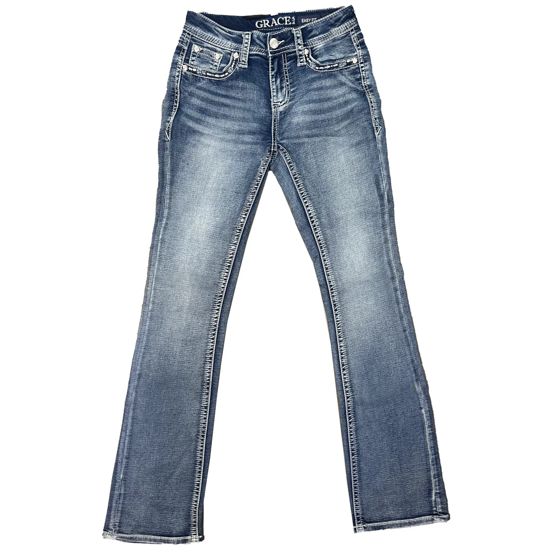 Grace in LA Women's Horseshoe Pocket Bootcut Jeans